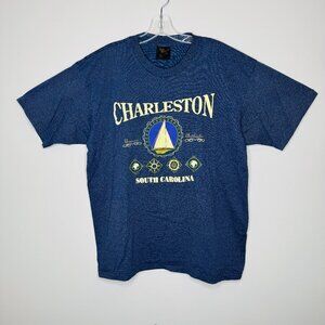 VTG Charleston Short Sleeve Single Stitch Tshirt Mens XL Tennessee River Golf Bl